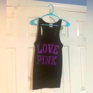 PINK by Victoria Secrets glitter logo print racerback tank tops